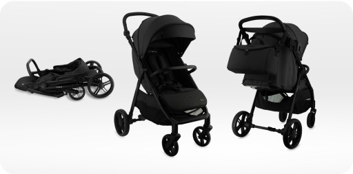 Wózek spacerowy MoMi CLARA czarny 0-22 kg z akcesoriami
