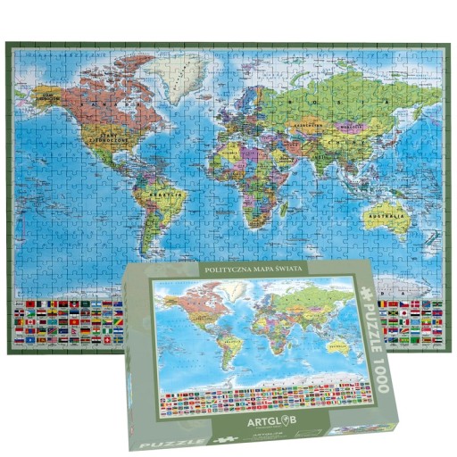 Świat polityczny mapa - puzzle 1 000 elementów