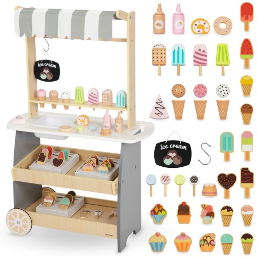 Drewniana lodziarnia na kółkach - wózek z lodami Mamabrum MAM207 ice cream