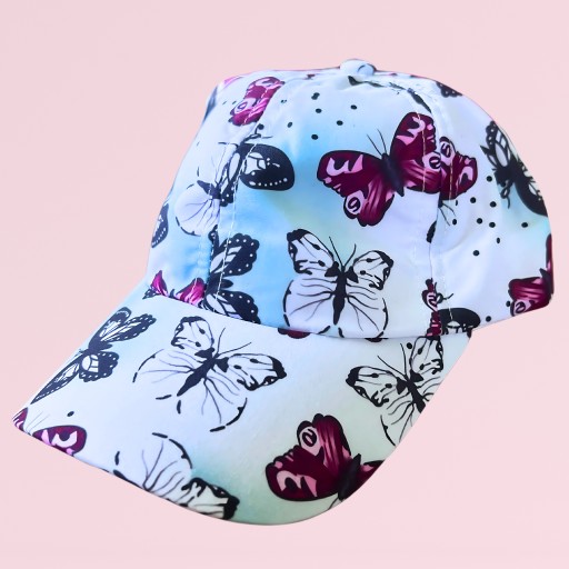 Czapka z daszkiem dziewczęca w motylki dziecięca 50-52cm letnia bejsbolówka