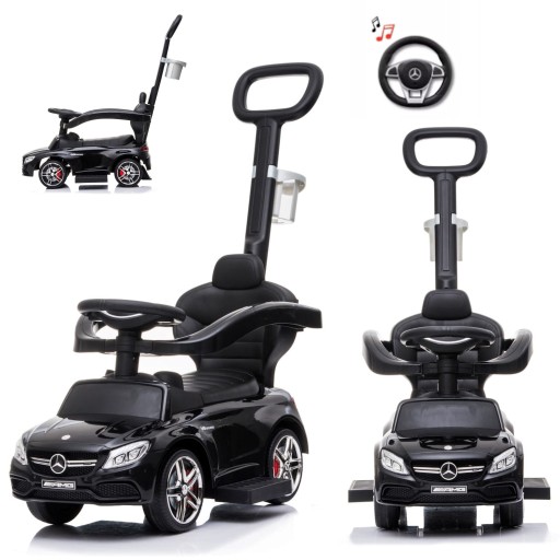 JEŹDZIK PCHACZ MERCEDES CZARNY Z RĄCZKĄ COIL