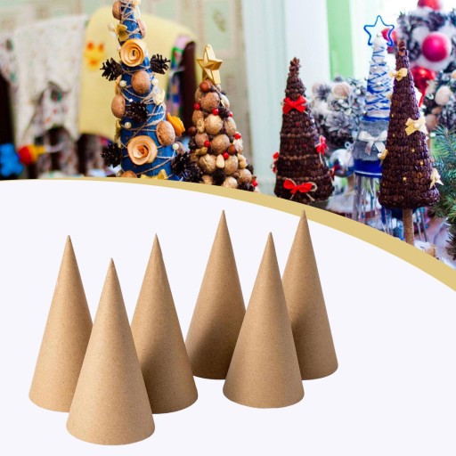 6 Sztuk Papieru Mache Stożki Rzemiosło Artystyczne Ręce na DIY Otwarte Dno do Rękodzieła 15 cm