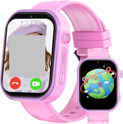 SMARTWATCH DLA DZIECI GPS 4G GRY WODOODPORNY EKRAN DOTYKOWY RÓŻOWY T46