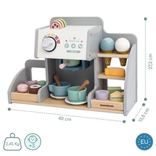 Drewniana kawiarnia lodziarnia Mamabrum MAM230 ice cream set szara 76 el.