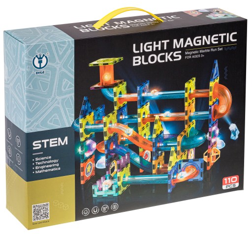 KLOCKI MAGNETYCZNE KONSTRUKCYJNE ŚWIECĄCY TOR 81el