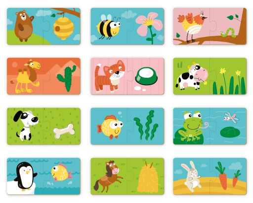 Puzzle Dodo Toys 24 elementów Puzzle 12x2 Co jedzą zwierzęta?