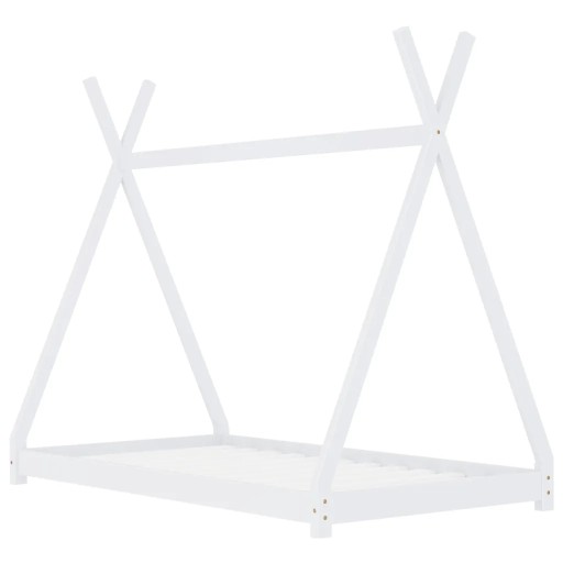 Drewniane Łóżko Tipi z Ramą Krzyżową dla Dzieci, Białe 168x86x146 cm