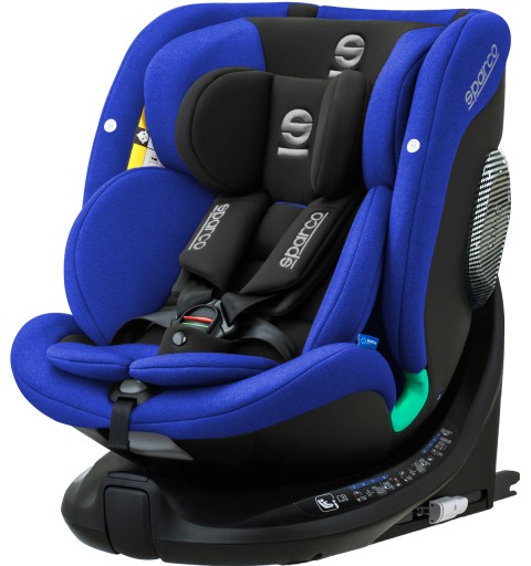 SPARCO obrotowy 360° fotelik samochodowy 40-150 cm I-SIZE ISOFIX NIEBIESKI
