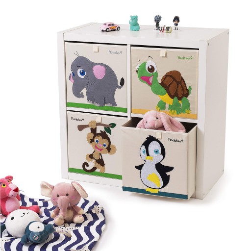 FLÖCKCHEN Pudełko Na Zabawki Dla Dzieci 33x33x33 Motyw Zwierzęta