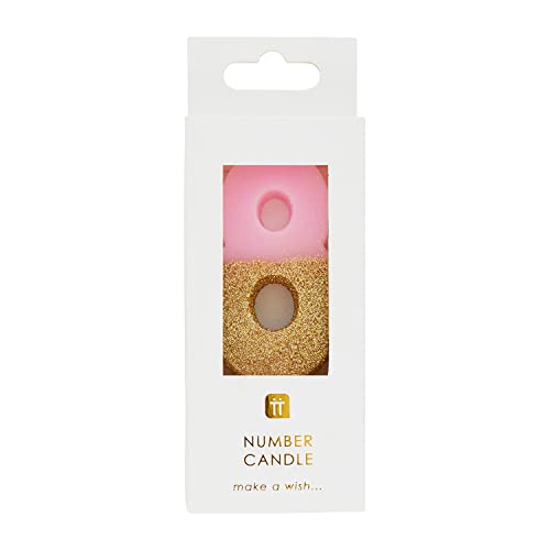 Talking Tables Pink Number 8 Birthday Candle with Gold Glitter | Premium Qu