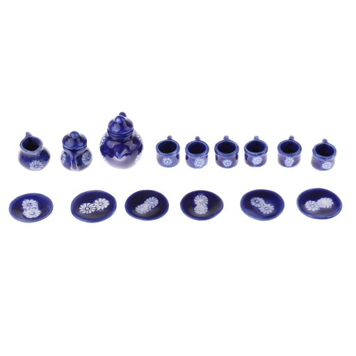 1/12th Teaware 15szt. Ceramiczny zestaw do herbaty Miniatury domów dla lale