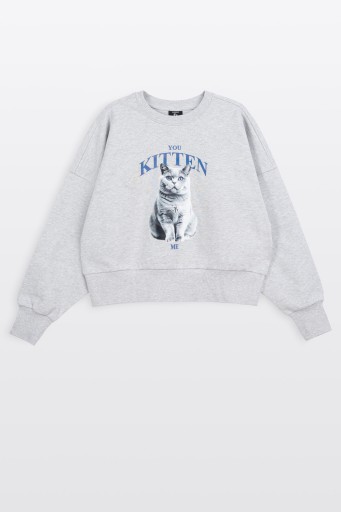 Bluza CREWNECK szary melanż bez kaptura z autorską grafiką 146 REPORTER