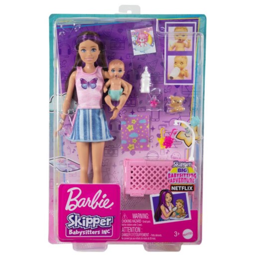 BARBIE SKIPPER BABYSISTERS LALKA OPIEKUNKA ZABAWKA DLA DZIEWCZYNKI HJY33