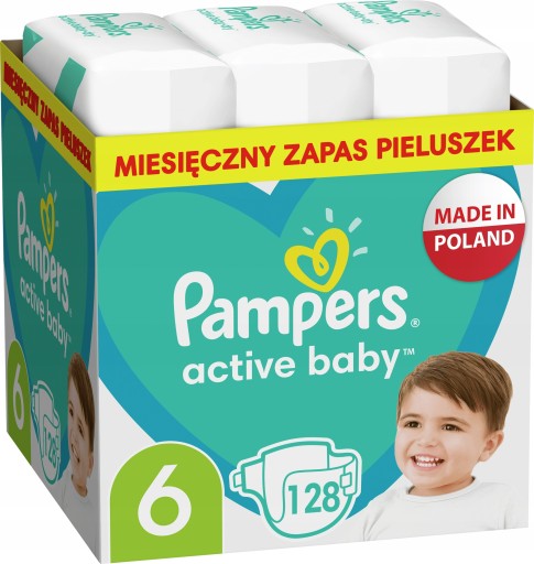 PAMPERS Active Baby Pieluszki Rozmiar 6 128 szt 13-18 kg