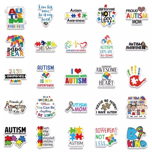 WLEPY AUTYZM MIX NAKLEJKI STICKER BOMB 50 szt