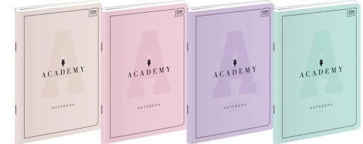 4 SZT. X ZESZYT A5, 60 KARTEK LINIA Z MARGINESEM, INTERDRUK ACADEMY PASTEL