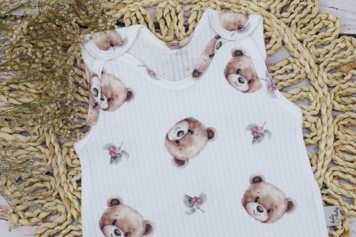 ŚPIOCHY NIEMOWLĘCE ŚPIOSZKI ROZPINANE 68 BAWEŁNA PRĄŻEK TEDDY BEAR /3p/