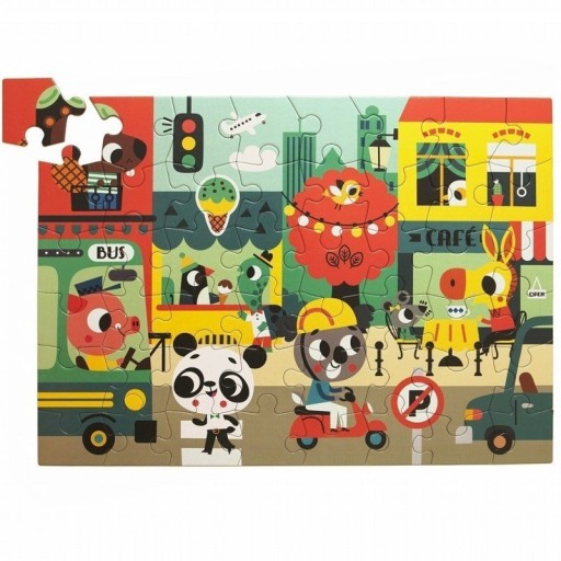MAXI Puzzle Wesołe zwierzęta - Miasto Petit Monkey
