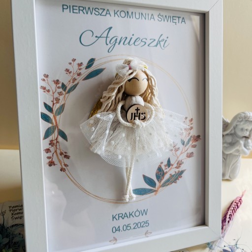 Aniołek dla dziewczynki - pamiątka Pierwszej Komunii Świętej Personalizacja