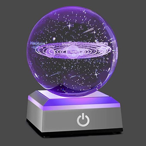 Lampka nocna czarna bateryjna wielokolorowa 3D Solar System