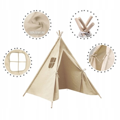 Namiot domek Teepee tipi 100x100x120 cm niebieski Domarex