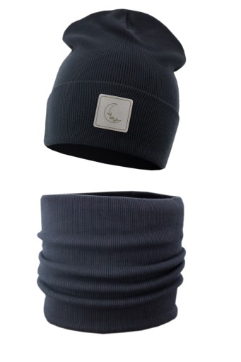 KOMPLET DZIECIĘCY MŁODZIEŻOWY WIOSENNY JESIENNY KOMIN CZAPKA BEANIE PRĄŻEK