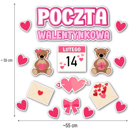 Dekoracja DUŻA na drzwi okno tablicę Poczta walentynkowa szkoła przedszkole