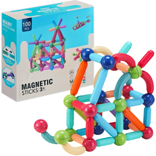 Klocki magnetyczne KRUMAD zestaw 100 elementów dla dzieci 3+