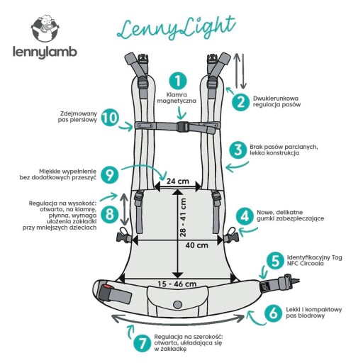 LennyLamb LennyLight nosidełko dla dziecka mała jodełka almond 0-36 mc