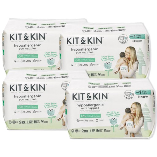 Kit & Kin pieluszki hipoalergiczne karton 4x38 sztuk rozmiar 1 2-5 kg