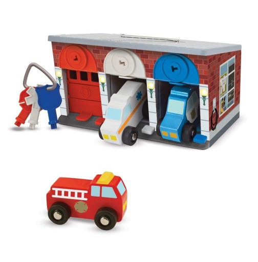 Zestaw zabawek garaż dla pojazdów ratunkowych Melissa & Doug drewniany