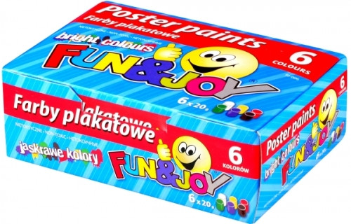 Farby plakatowe szkolne Fun&Joy 6 kolorów