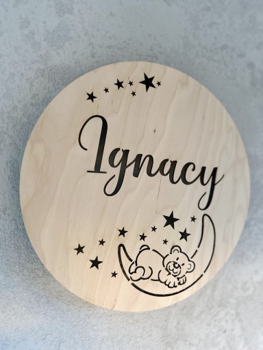 Lampka nocna LED z imieniem na baterie 30 cm misiu/miś