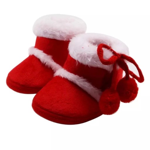 Buciki niechodki zimowe świąteczne czerwone 10 cm