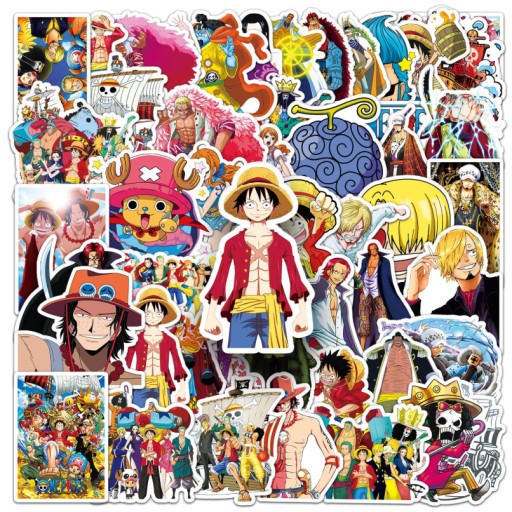 NAKLEJKI One Piece Luffy Zoro Zestaw 50szt Wodoodporne ANIME Mix Duże