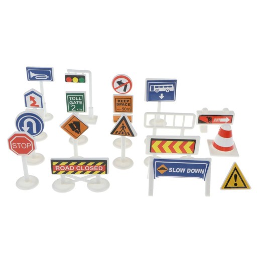 18 Pieces Street Signs Kid Educational