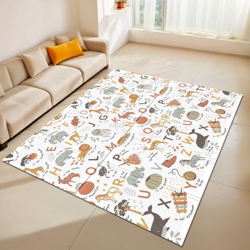 Mata piankowa dwustronna dla dzieci 180x160cm składana zwierzęta litery