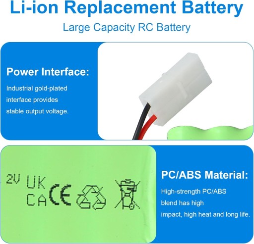 Akumulator NiMH 7.2V 2400mAh z wtyczką Tamiya KET 2P i kablem USB do ładowania