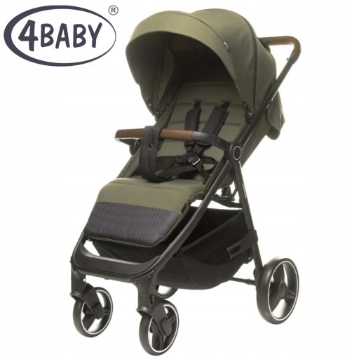 4 BABY WÓZEK SPACEROWY STINGER XXIV KHAKI SKŁADANY ALUMINIOWY PASY DASZEK