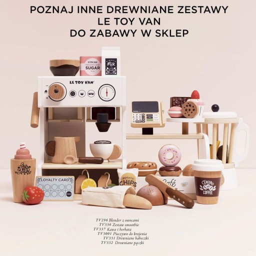 Drewniana kawiarnia dla dzieci, sklep, zabawa w odgrywanie ról, Le Toy Van