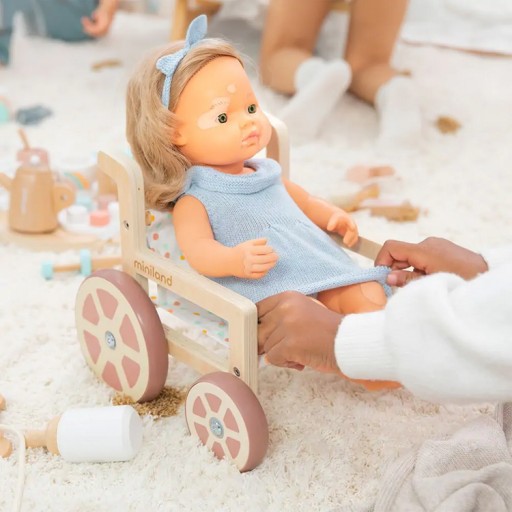 Drewniany wózek inwalidzki dla lalek Miniland