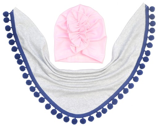 KOMPLET WIOSENNY CZAPKA TURBAN + CHUSTA -r.46-48