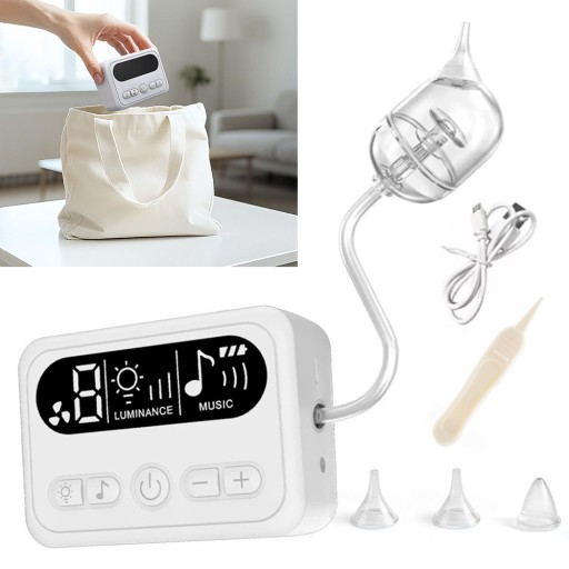 Aspirator do nosa elektryczny dla niemowląt cichy, 9 ssania LCD, 3końcówki