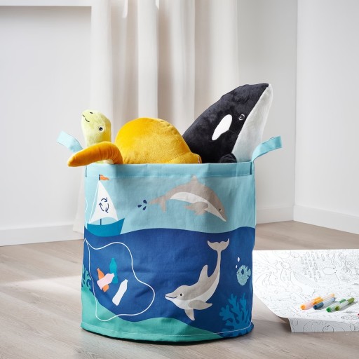 Kosz na zabawki Ikea 41 x 42 cm odcienie niebieskiego