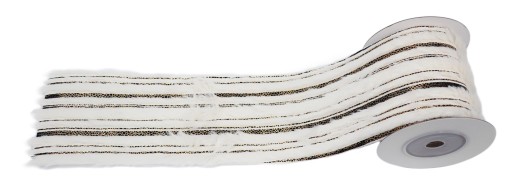 Zdjęcie oferty: Wstążka taśma białe futerko złoty pasek 2 m piękne święta