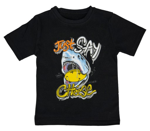 P338A Bawełniana koszulka t-shirt bluzka czarna rozmiar 98