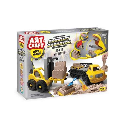 Piasek kinetyczny zestaw z pojazdami ArtCraft produkcja cegieł budowanie 3+