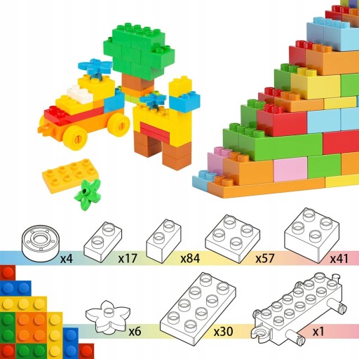 240 dużych klocków, uniwersalnych zabawek edukacyjnych