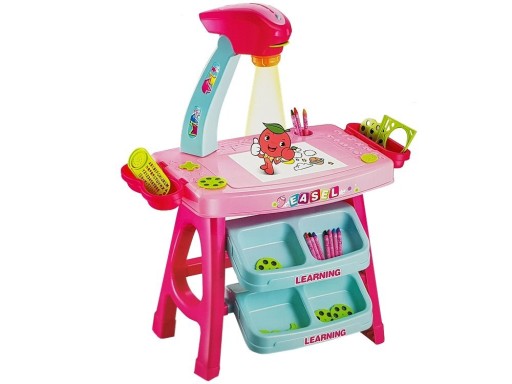 Stolik edukacyjny z projektorem LEANToys różowy