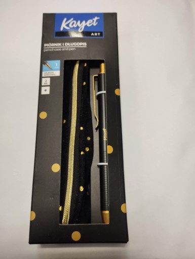 Zestaw piórnik i niebieski długopis 1mm Kayet Art